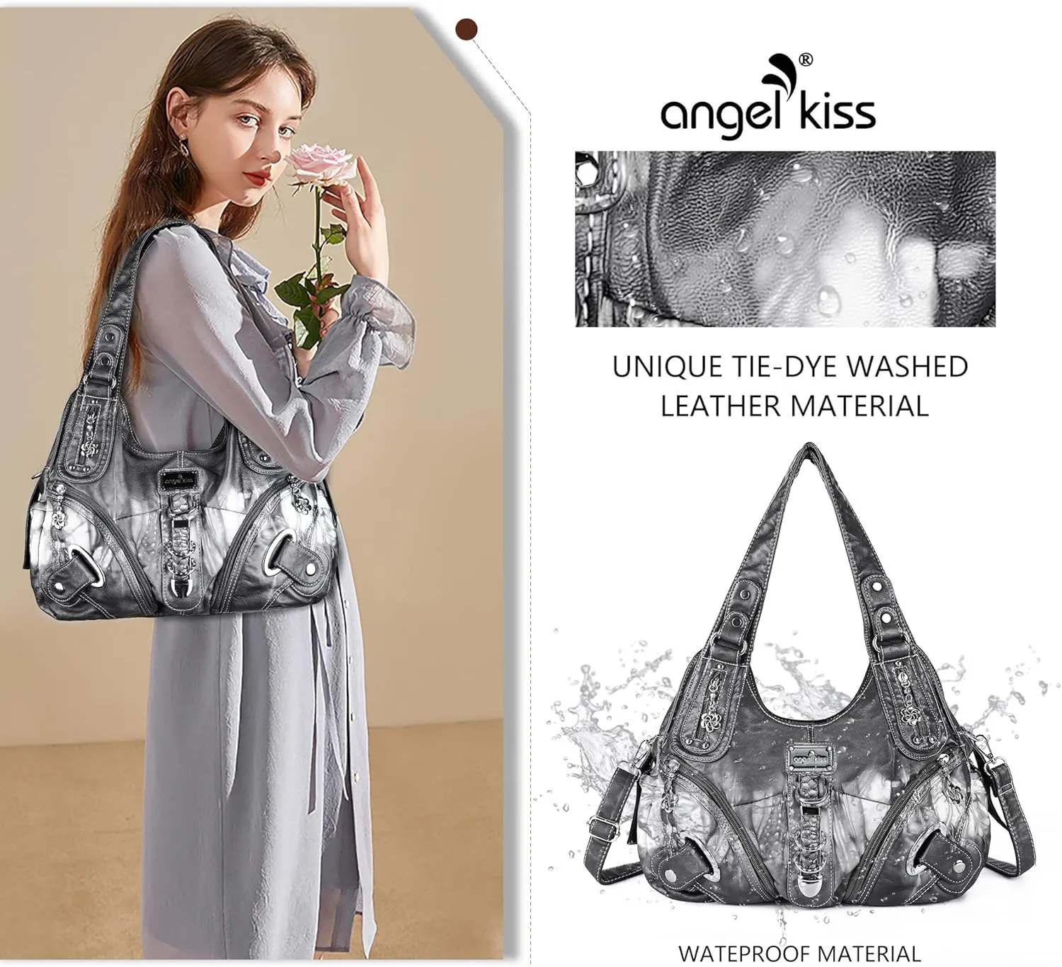 Angelkiss Hobo Purses and handbags for Women Satchel Handbag Women Purses Large Daily Shoulder Bags