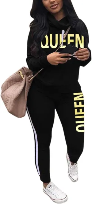 Angsuttc Womens Casual 2 Piece Tracksuit Outfits Long Sleeve Pullover Sweatshirt Jogger Pants Sweatsuits Set