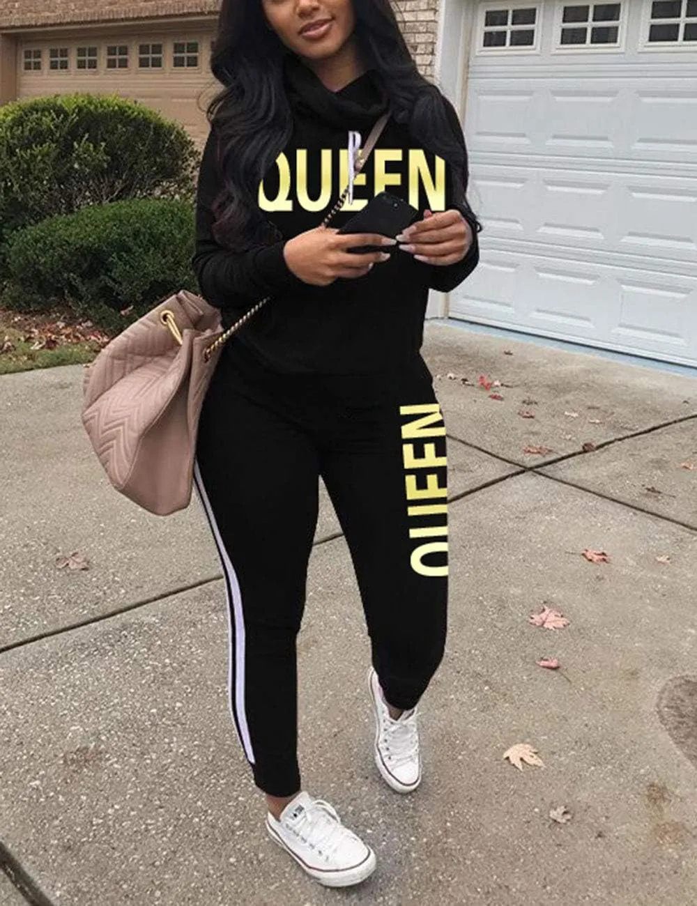 Angsuttc Womens Casual 2 Piece Tracksuit Outfits Long Sleeve Pullover Sweatshirt Jogger Pants Sweatsuits Set