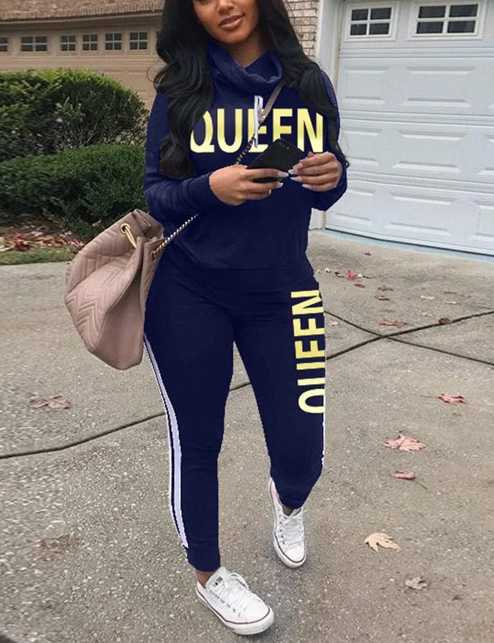 Angsuttc Womens Casual 2 Piece Tracksuit Outfits Long Sleeve Pullover Sweatshirt Jogger Pants Sweatsuits Set
