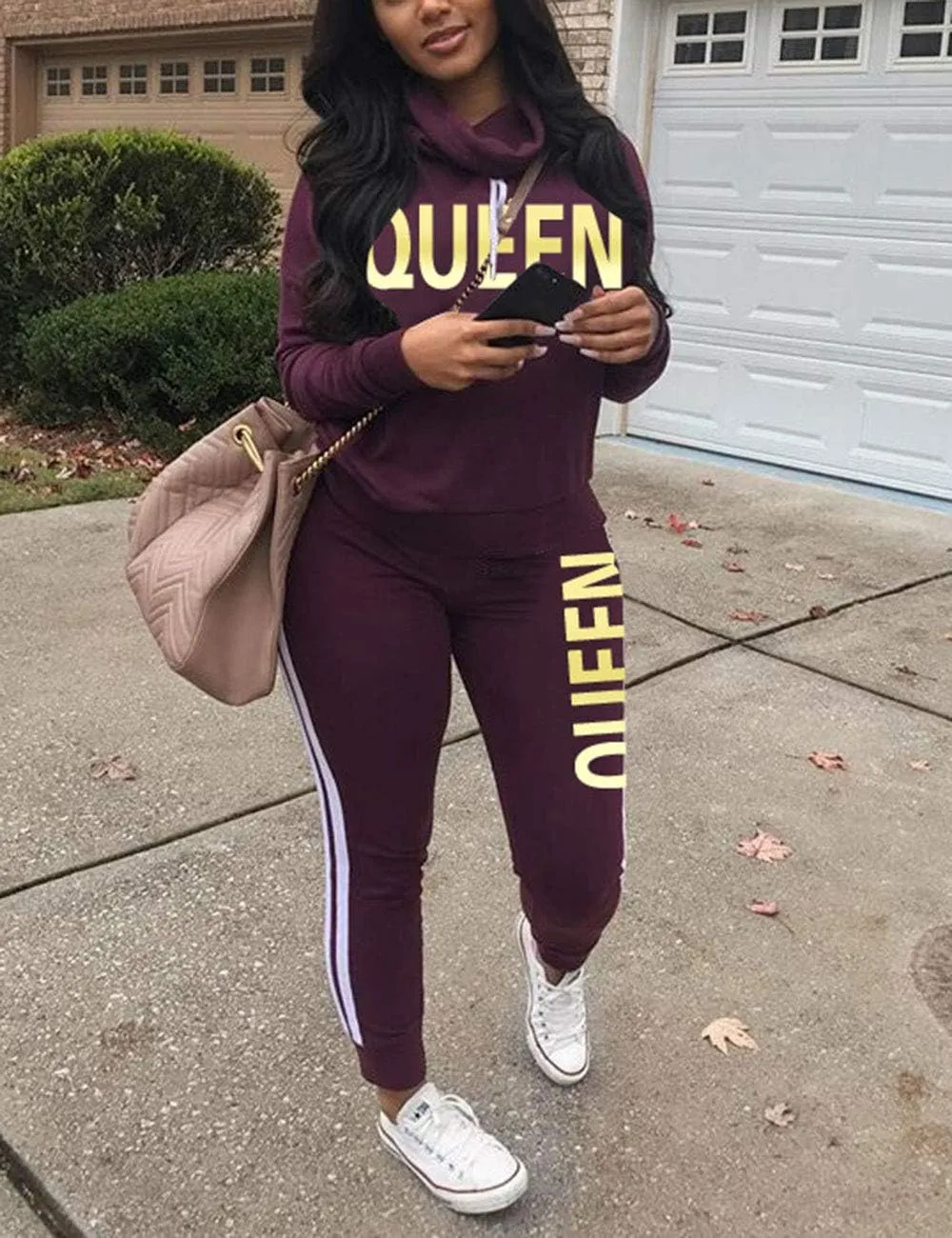 Angsuttc Womens Casual 2 Piece Tracksuit Outfits Long Sleeve Pullover Sweatshirt Jogger Pants Sweatsuits Set