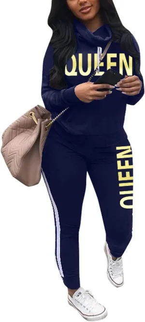 Angsuttc Womens Casual 2 Piece Tracksuit Outfits Long Sleeve Pullover Sweatshirt Jogger Pants Sweatsuits Set