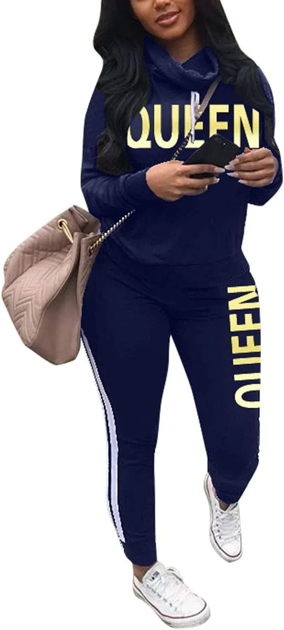 Angsuttc Womens Casual 2 Piece Tracksuit Outfits Long Sleeve Pullover Sweatshirt Jogger Pants Sweatsuits Set