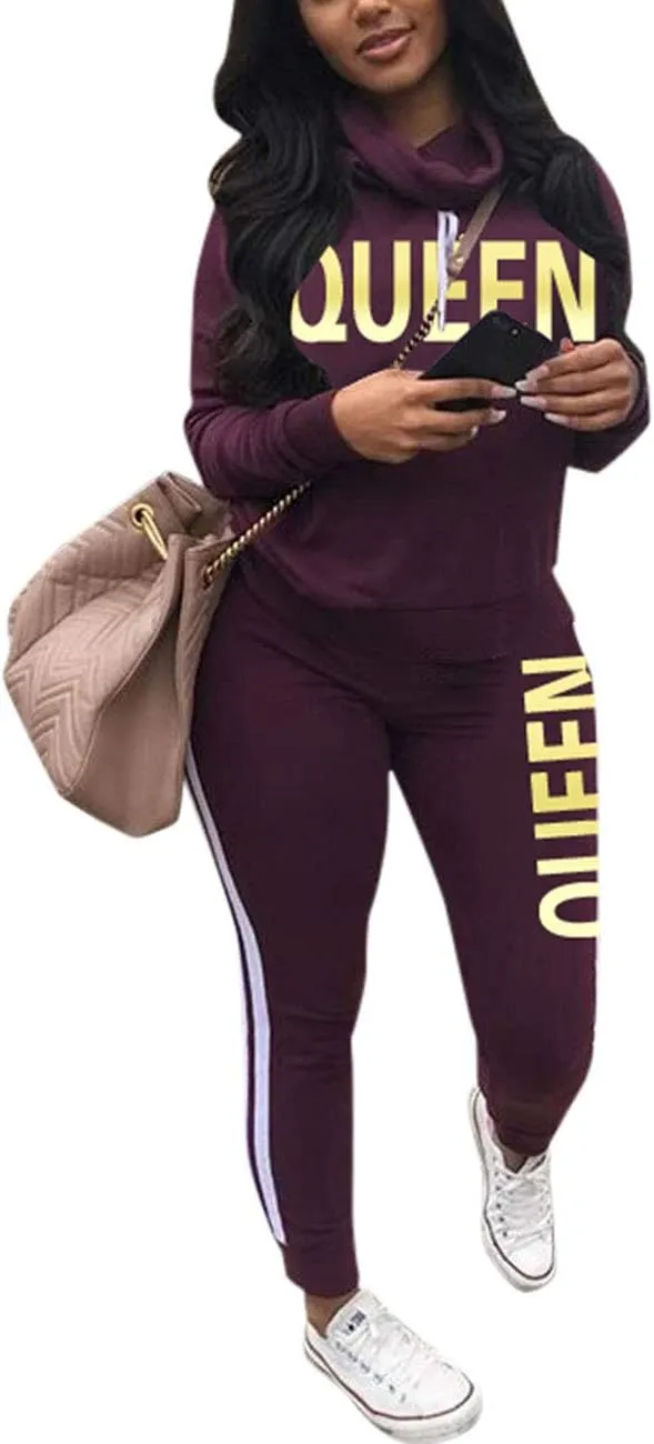 Angsuttc Womens Casual 2 Piece Tracksuit Outfits Long Sleeve Pullover Sweatshirt Jogger Pants Sweatsuits Set