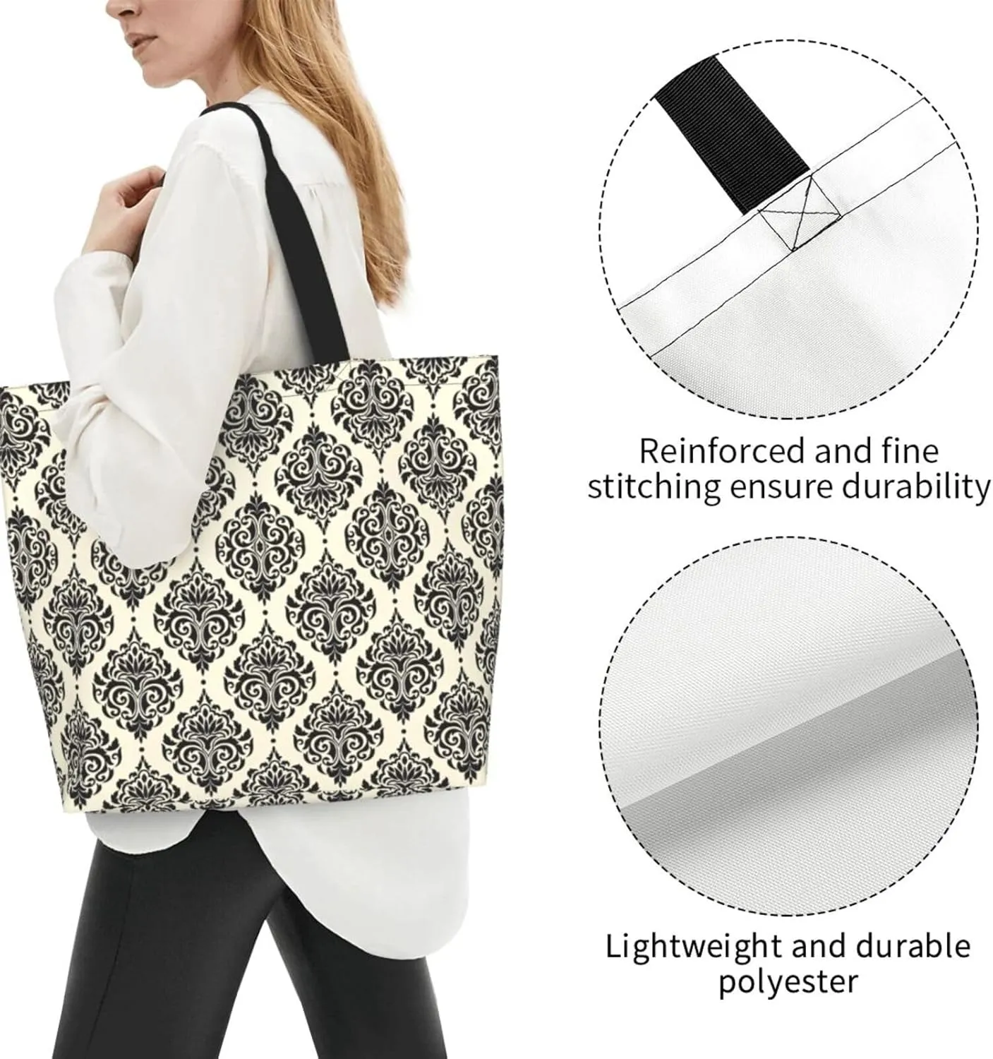 Animal Tiger Leopard Print Rose Flower Print Shoulder Bag For Women Shopping Bags Tote Bag Large Storage Grocery Bags
