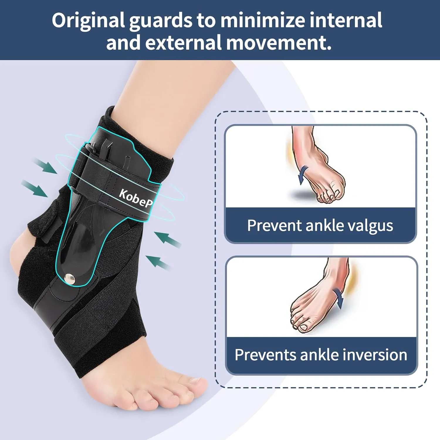 Ankle Brace with Side Stabilizers - Adjustable Ankle Support Sprained Ankle Brace for Ankle Sprained, Achilles Tendon, Plantar Fasciitis, Injury Recovery, Ankles Support for Running, Basketball, Football (Black, Large)