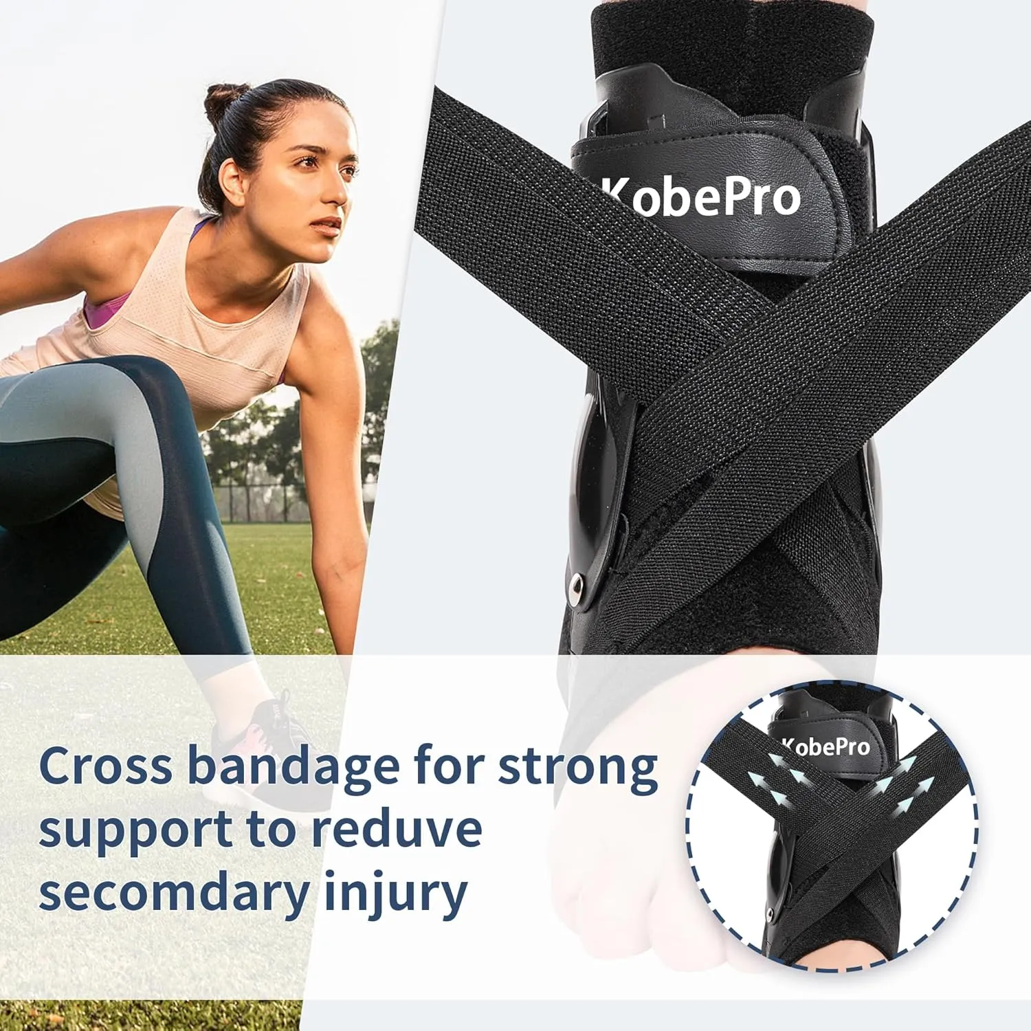 Ankle Brace with Side Stabilizers - Adjustable Ankle Support Sprained Ankle Brace for Ankle Sprained, Achilles Tendon, Plantar Fasciitis, Injury Recovery, Ankles Support for Running, Basketball, Football (Black, X-Large)