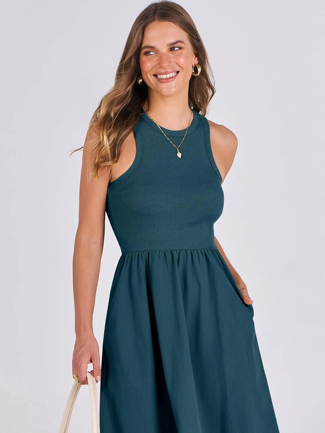 ANRABESS Womens 2025 Summer Casual Maxi Dress A line Tiered Flowy Short Sleeve Crewneck T Shirt Beach Travel Long Dresses