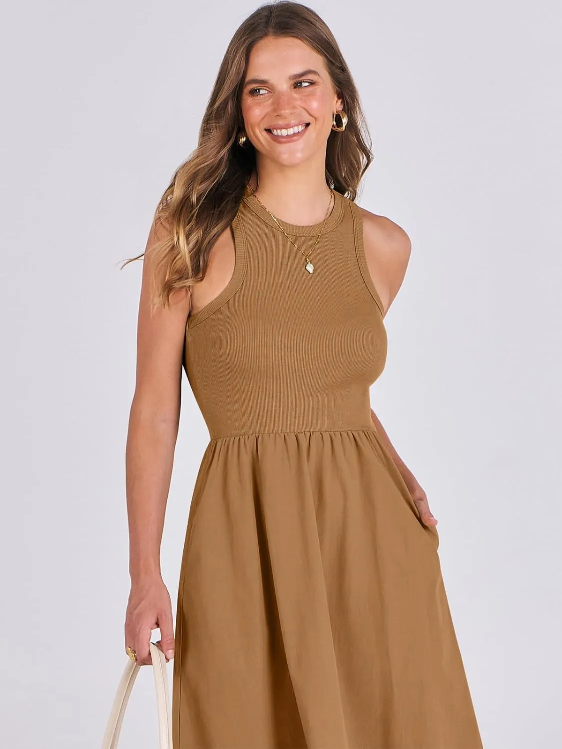 ANRABESS Womens 2025 Summer Casual Maxi Dress A line Tiered Flowy Short Sleeve Crewneck T Shirt Beach Travel Long Dresses
