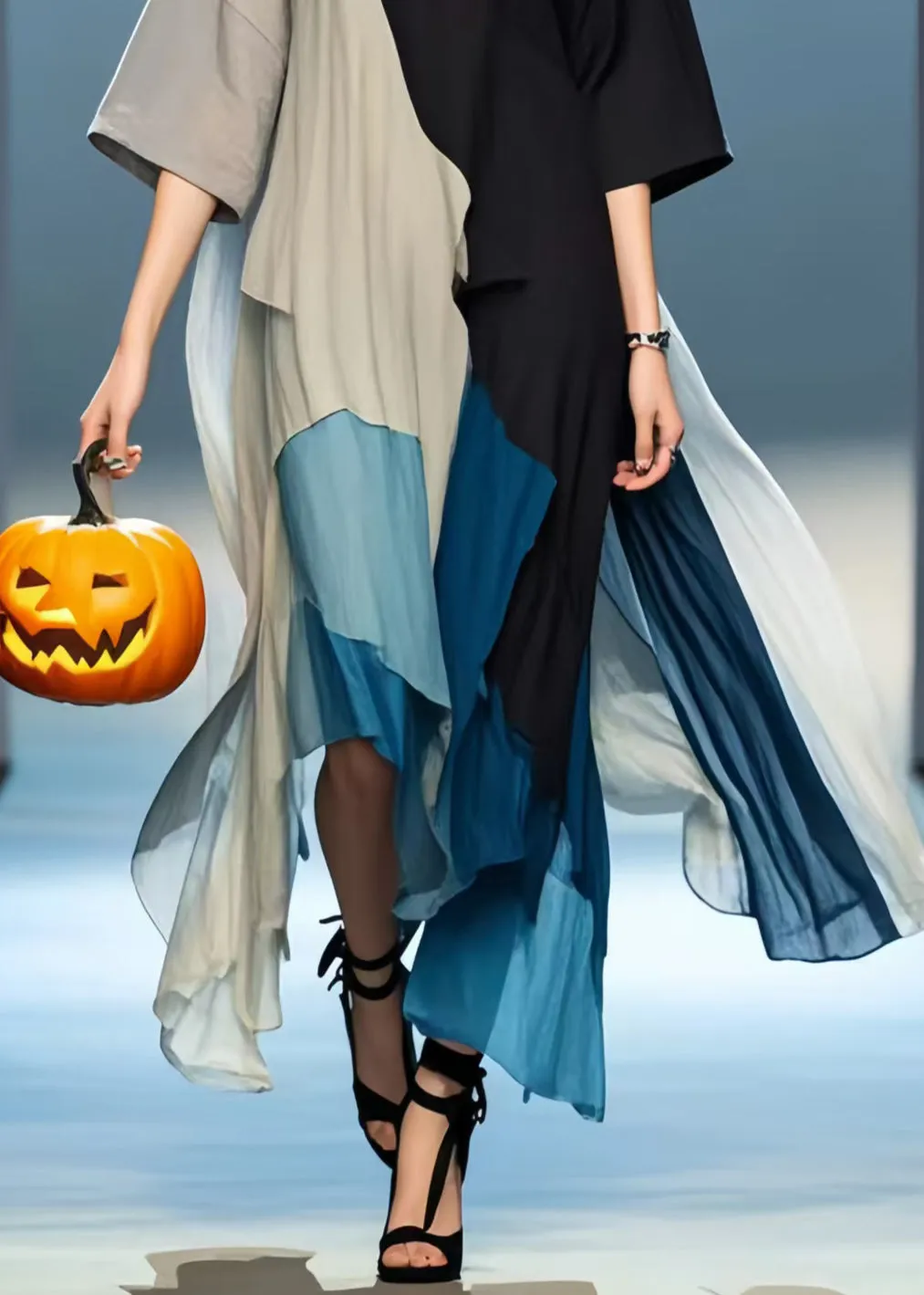 Art Asymmetrical Patchwork Cotton Loose Dress Summer