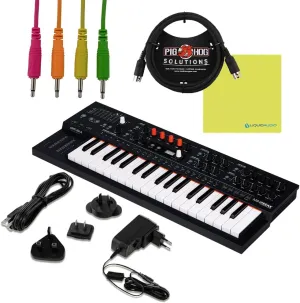 Arturia MiniFreak 37 Key Polyphonic Hybrid Keyboard Bundle w/Pig Hog 4-Pack Mono Patch Cables, Pig Hog MIDI Cable, Power Supply, USB Cable & Liquid Audio Polishing Cloth