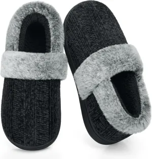 ATHMILE House Slippers for Women Memory Foam Closed Back House Shoes Outdoor Indoor Bedroom Fleece Fuzzy Slippers