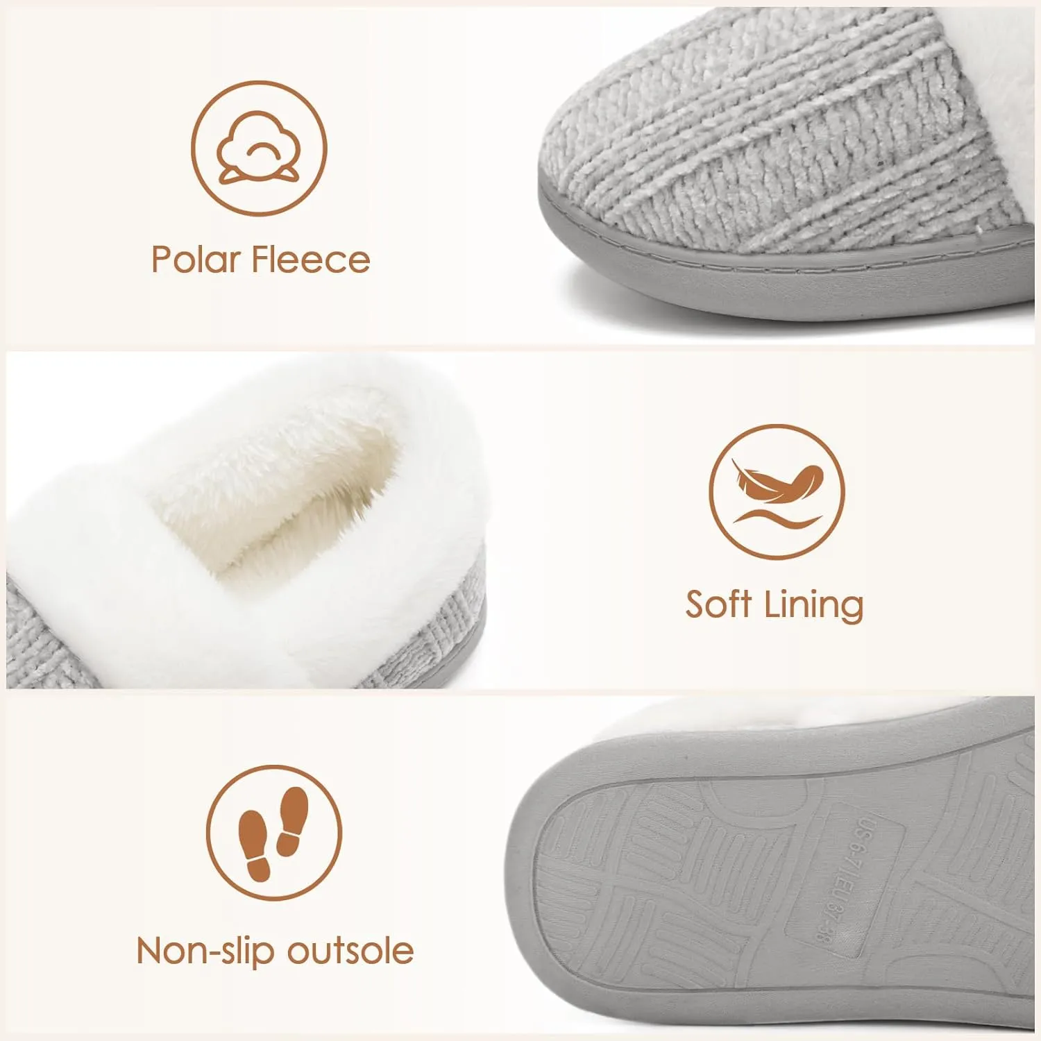 ATHMILE House Slippers for Women Memory Foam Closed Back House Shoes Outdoor Indoor Bedroom Slippers Chenille Knit Fleece Fuzzy Comfy Cozy