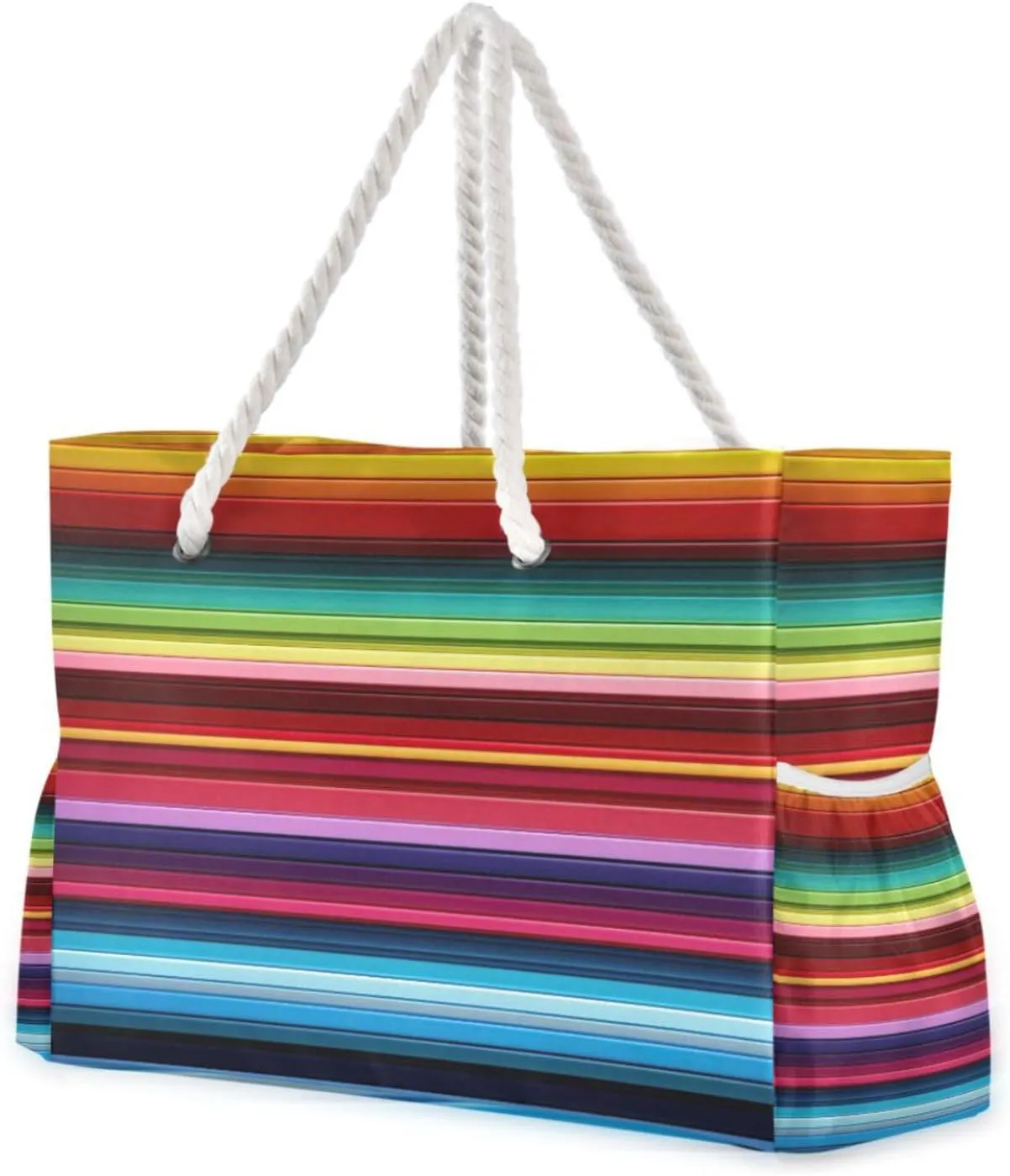 ATTX Colorful Mexico Stripe Beach Bags for Women - Large Beach Bags with Zipper Waterproof Sandproof Swim Pool Bag Large Tote#163