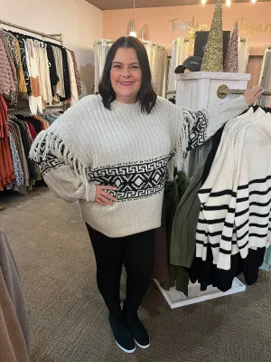 Aztec Fringe Sweater/Curvy