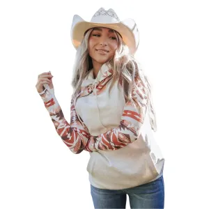 Azura Exchange Western Aztec Print Patchwork Double 	Hood Hoodie