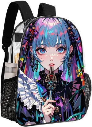 Backpack Anti-Theft Multipurpose Large Capacity Carry On Bag - Beautiful Gothic Women Neon Art Camping Outdoor Backpack Transparent Bag