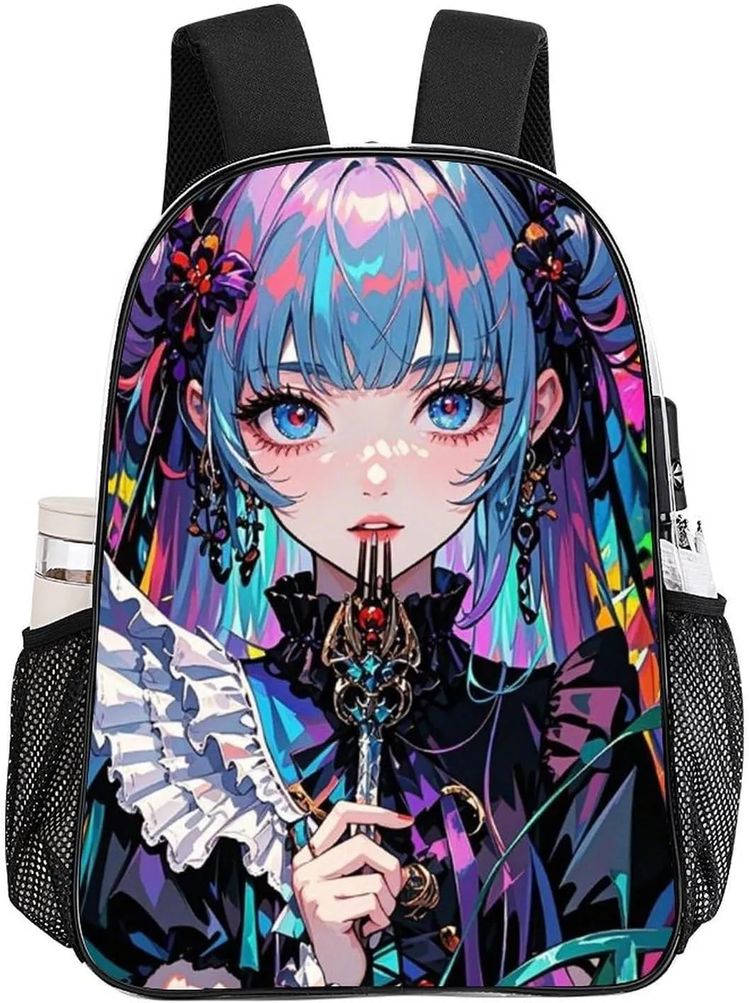 Backpack Anti-Theft Multipurpose Large Capacity Carry On Bag - Beautiful Gothic Women Neon Art Camping Outdoor Backpack Transparent Bag