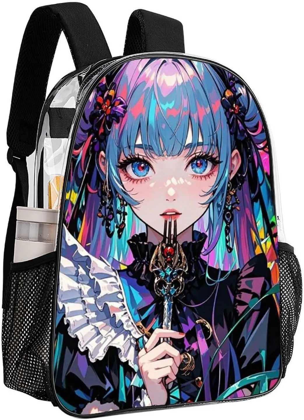 Backpack Anti-Theft Multipurpose Large Capacity Carry On Bag - Beautiful Gothic Women Neon Art Camping Outdoor Backpack Transparent Bag