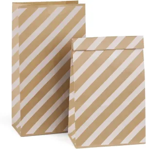 BagDream 4LB Small Paper Lunch Bags 5x2.95x9.45 Inches 100Pcs Kraft Brown Lunch Paper Bags with White Stripe for Craft, Snack, Gifts, Packing, Storage