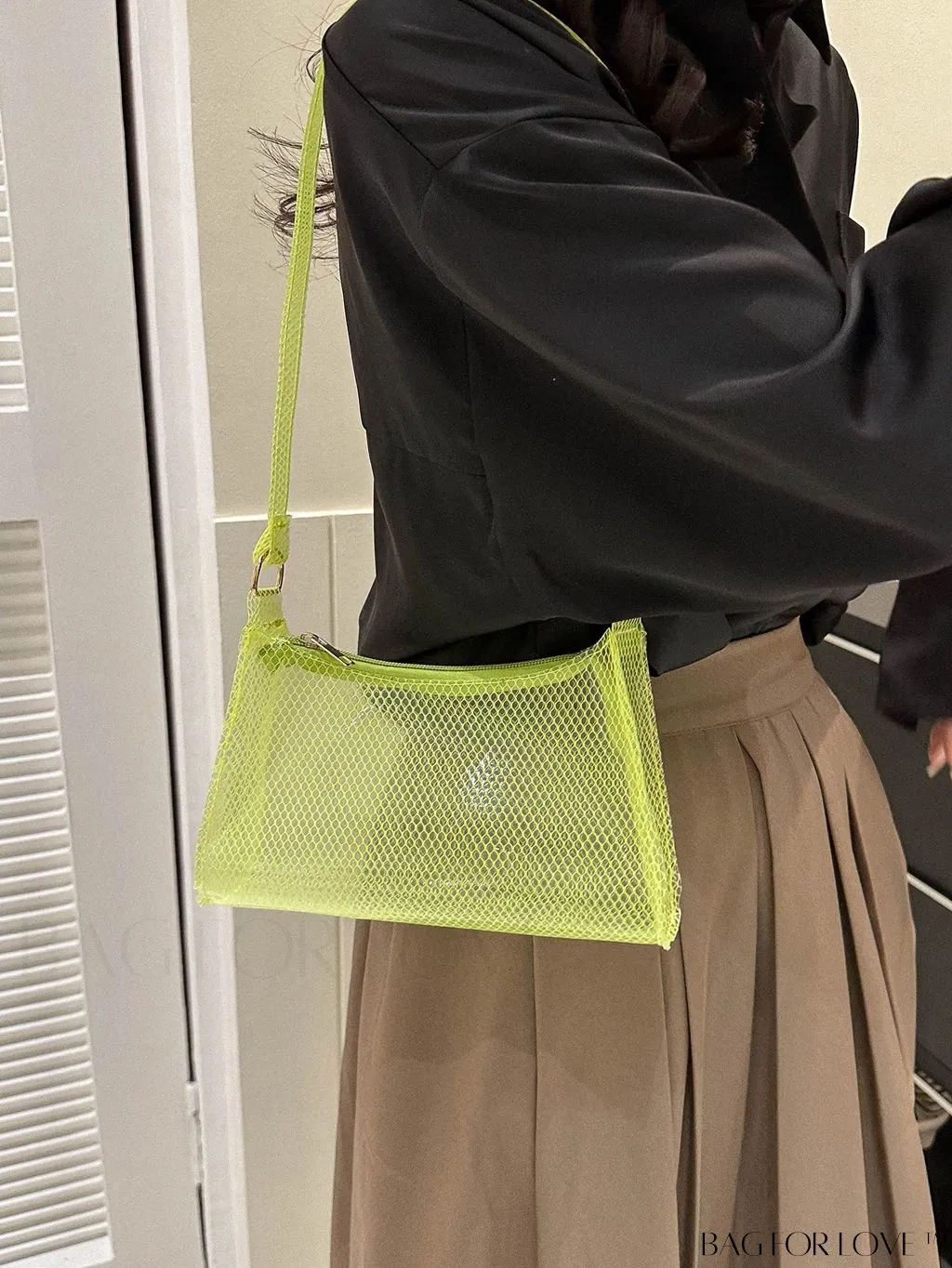 BagForLove - Neon Green PVC Baguette Bag with Stylish Zipper