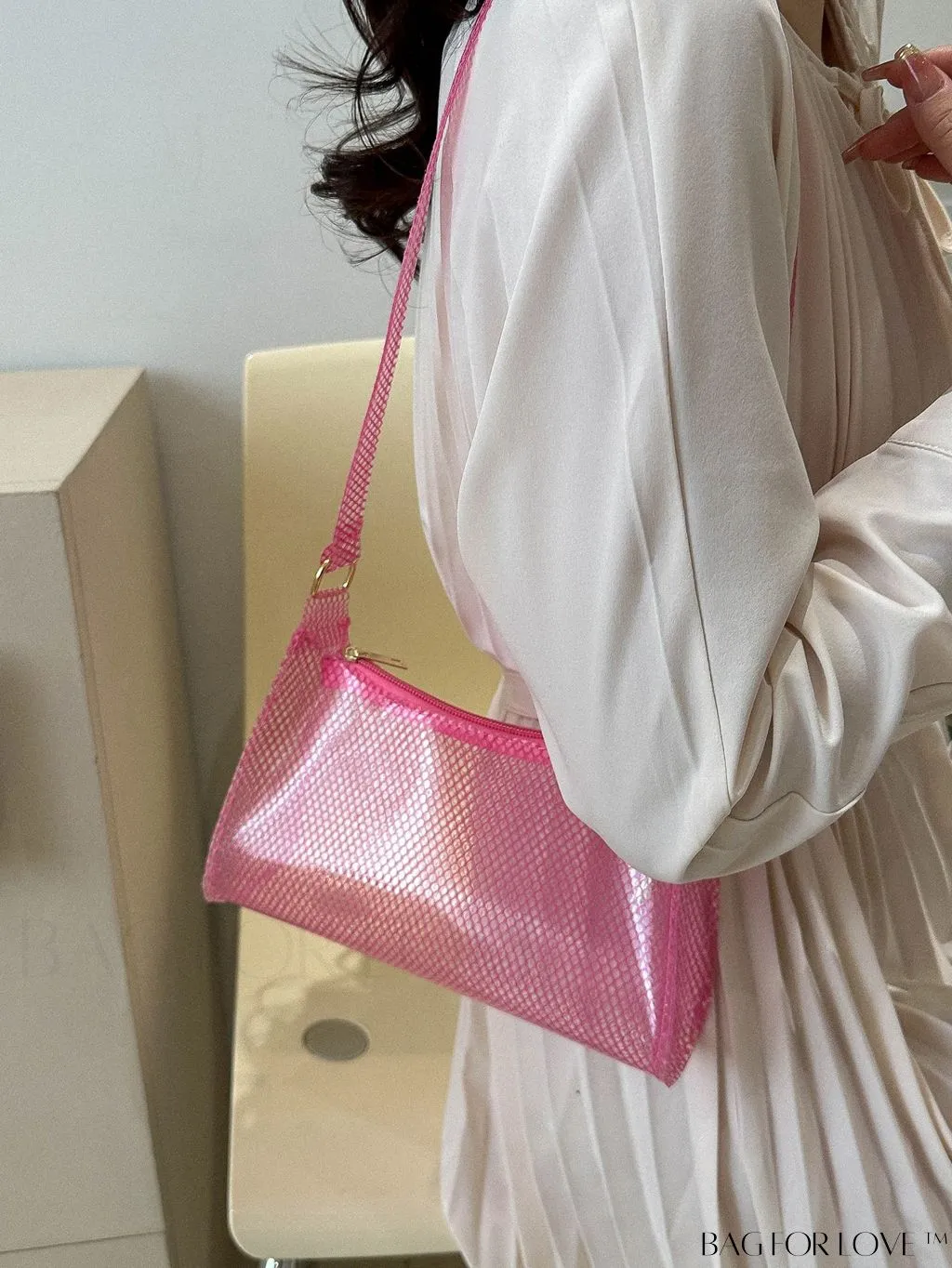BagForLove - Neon Green PVC Baguette Bag with Stylish Zipper