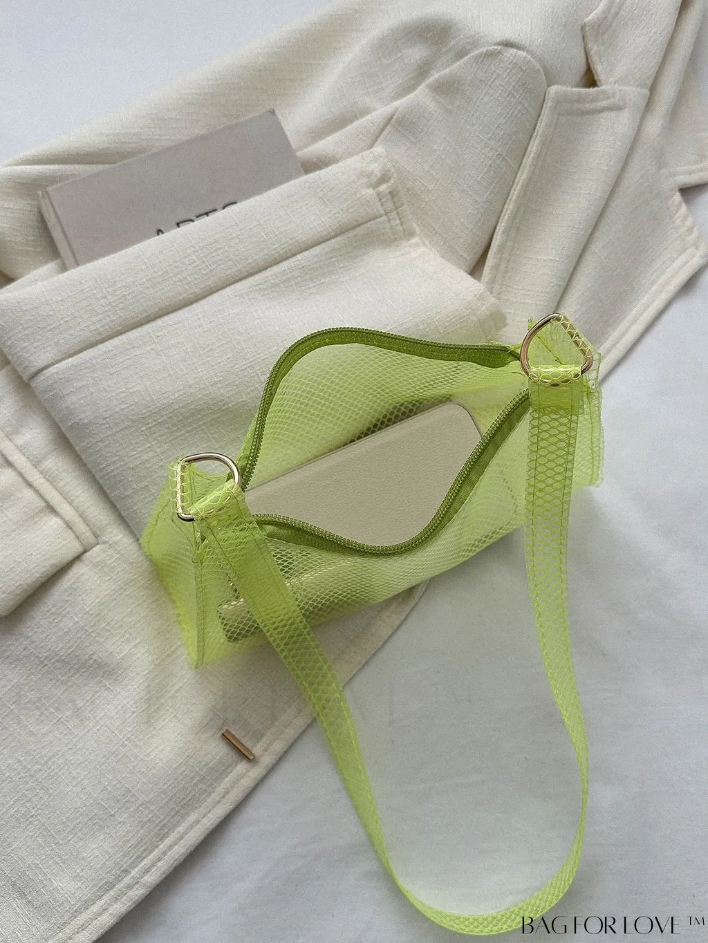 BagForLove - Neon Green PVC Baguette Bag with Stylish Zipper