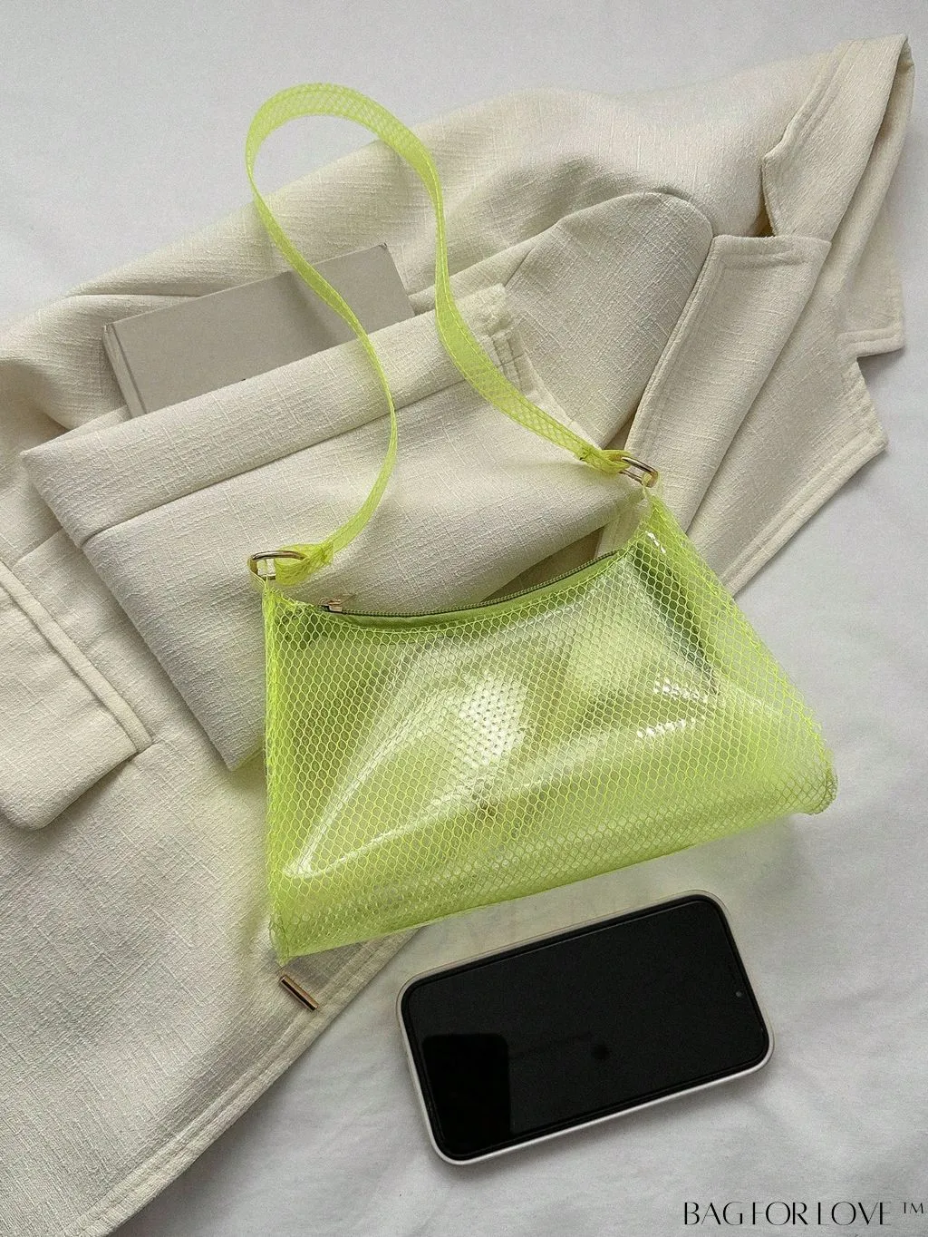 BagForLove - Neon Green PVC Baguette Bag with Stylish Zipper