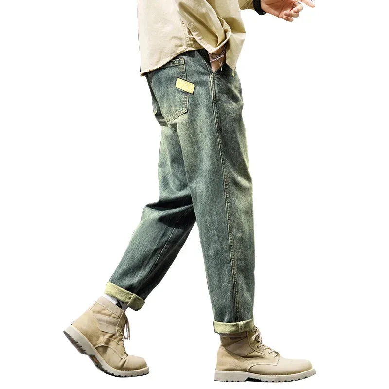 Baggy Jeans Mew Wide Pants Loose Fit Harem Pants Casual Fashion Patched Pockets Oversize
