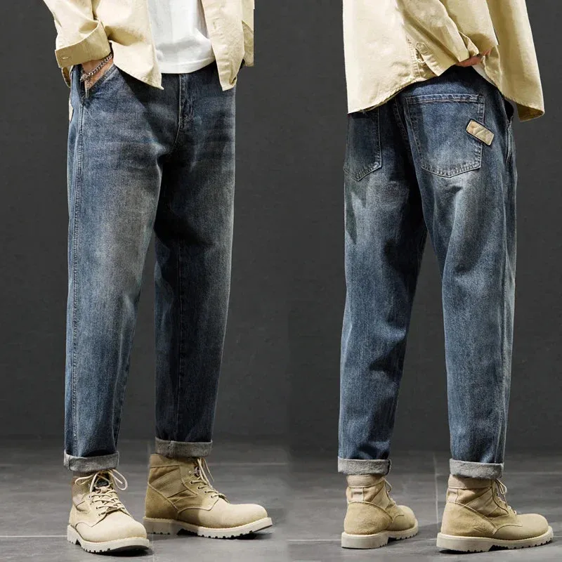 Baggy Jeans Mew Wide Pants Loose Fit Harem Pants Casual Fashion Patched Pockets Oversize