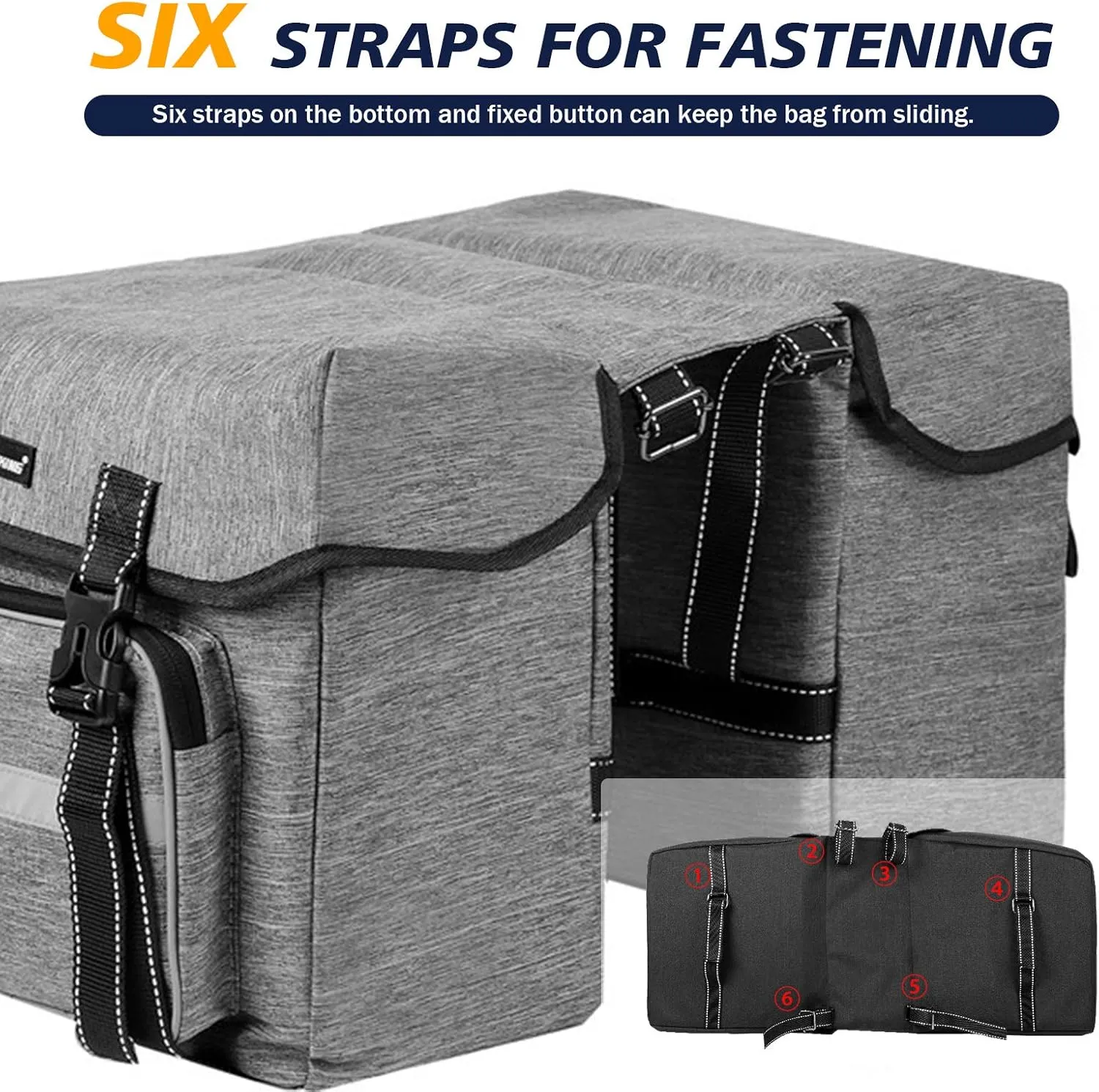 BAIGIO Bike Double Pannier Bags Waterproof Bicycle Rear Seat Panniers Pack with Reflective Stripe
