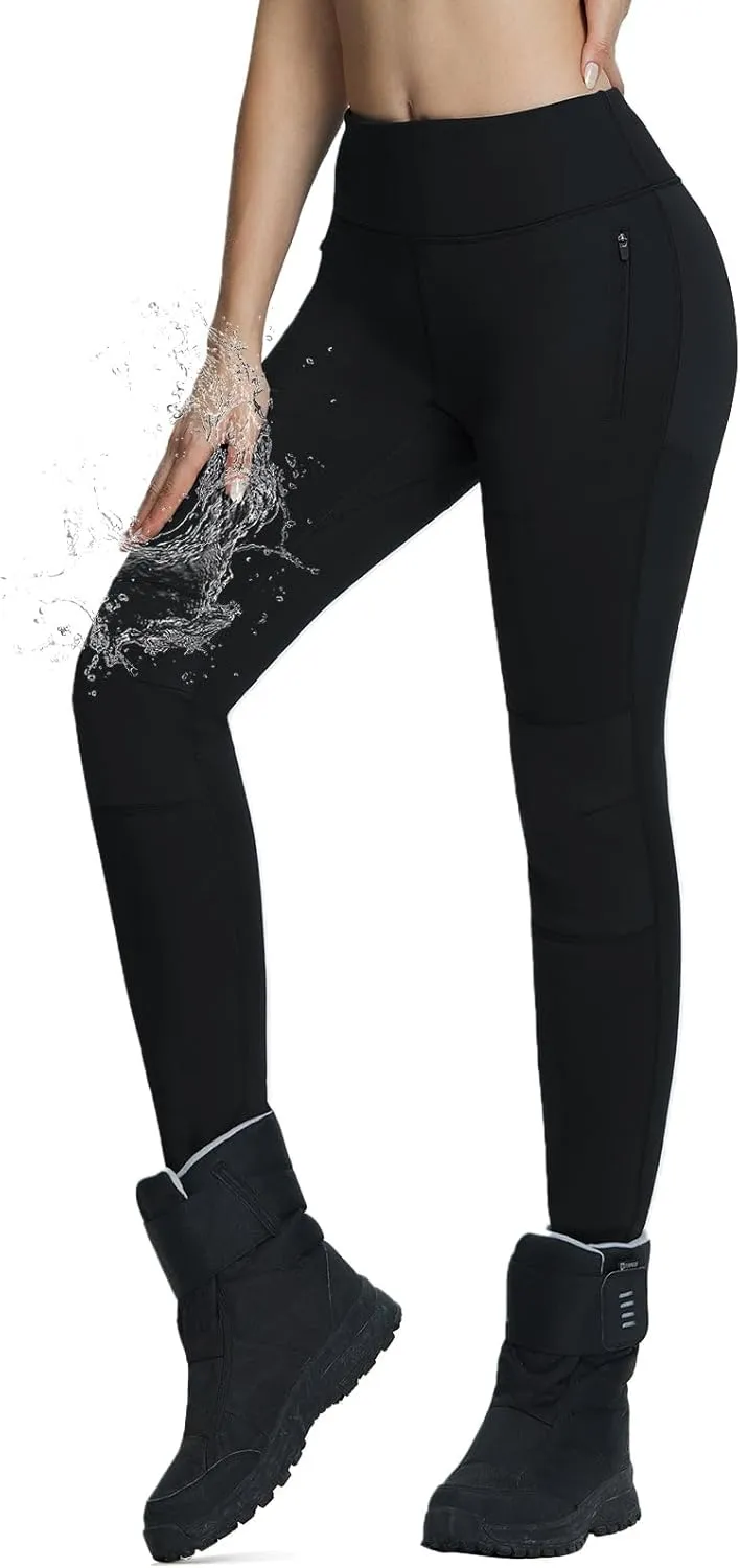baleaf Women's Snow Pants Winter Thick Insulated Waterproof Fleece Lined Leggings Ski Hiking Outdoor Cold Weather Gear