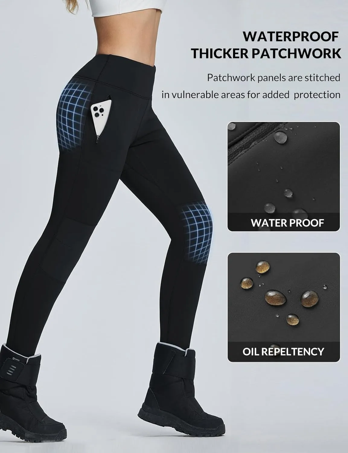 baleaf Women's Snow Pants Winter Thick Insulated Waterproof Fleece Lined Leggings Ski Hiking Outdoor Cold Weather Gear