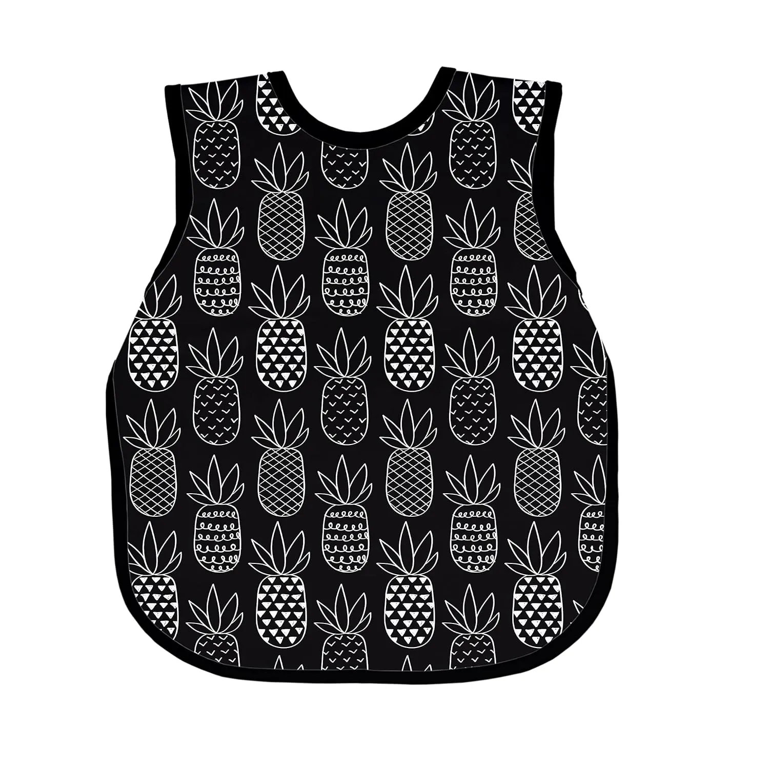 BapronBaby Pineapple Monochrome Bapron - No Neck Tie Safer Bib for Baby & Toddler - Soft Waterproof Stain Resistant - Machine Washable - Sz Baby/Toddler 6m-3T