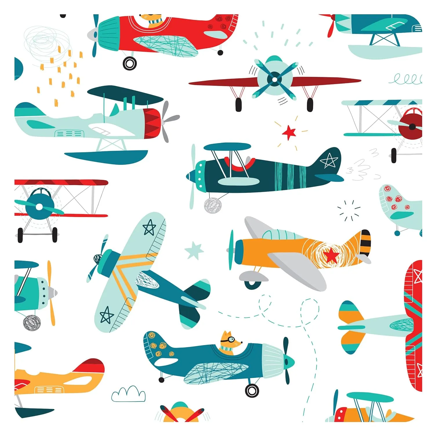 BapronBaby Retro Airplanes Bapron - No Neck Tie Safer Bib for Baby & Toddler - Soft Waterproof Stain Resistant - Machine Washable - Sz Preschool 3-5yrs
