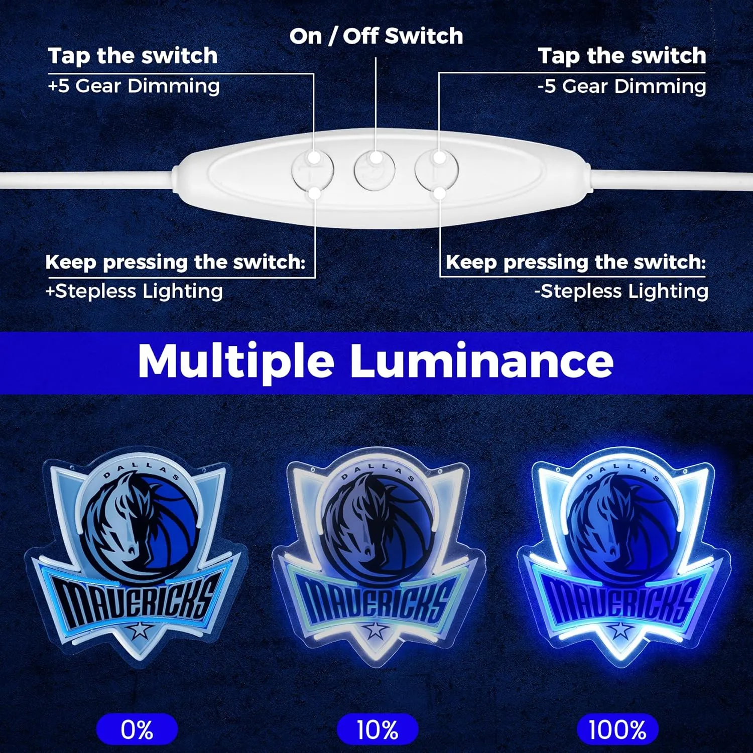 Basketball Team Neon Sign, Sport Light Up Dimmable Dallas Basketball Team Logo Hanging USB Powered Led Neon Sign for Wall Decor, Bedroom, Man Cave, Party, Birthday Christmas Gift for Dallas Fans