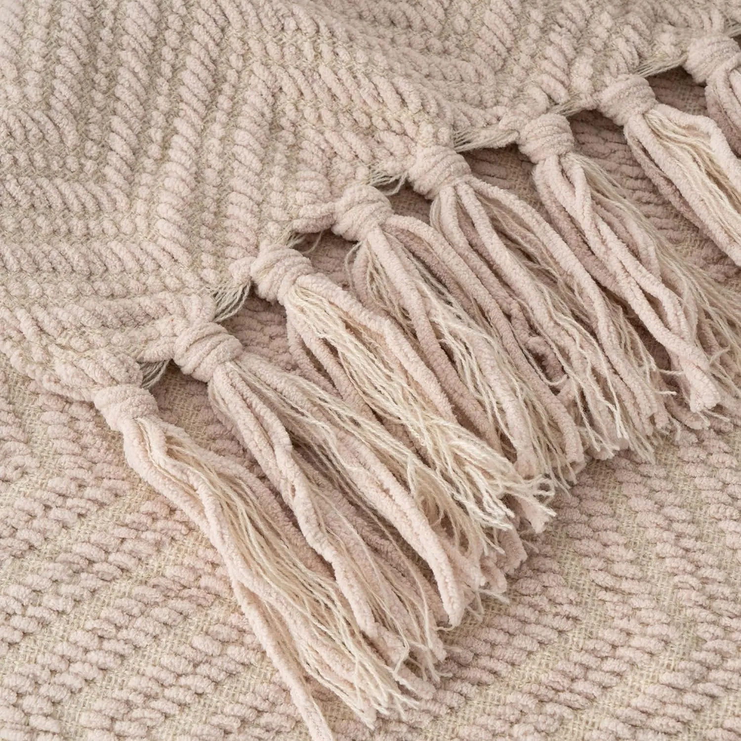 BATTILO HOME Beige Throw Blanket for Couch, Knitted Beige Blanket for Bed, Neutral Throw Blanket Warm Decorative Tan Throw Blankets for Sofa Living Room, 50" x 60"