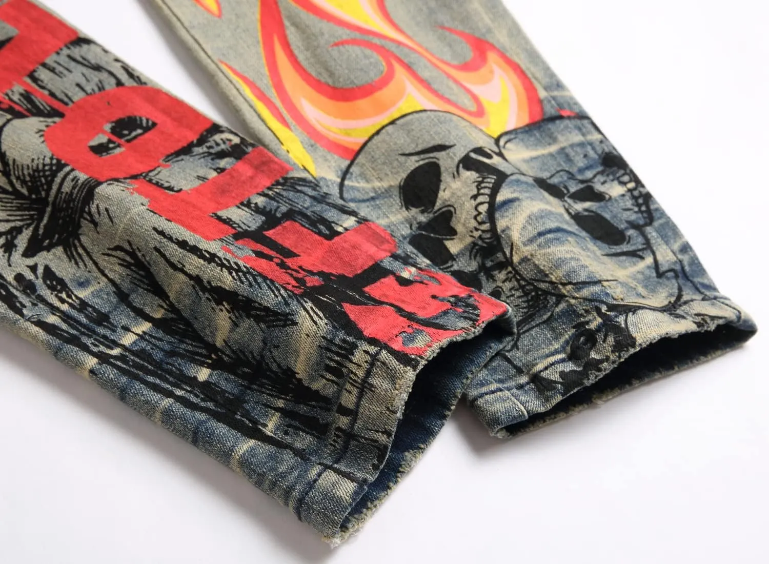 Baylvn Men's Designer Straight Slim Fit Patchwork Jeans Comfort Skinny Biker Denim Pants