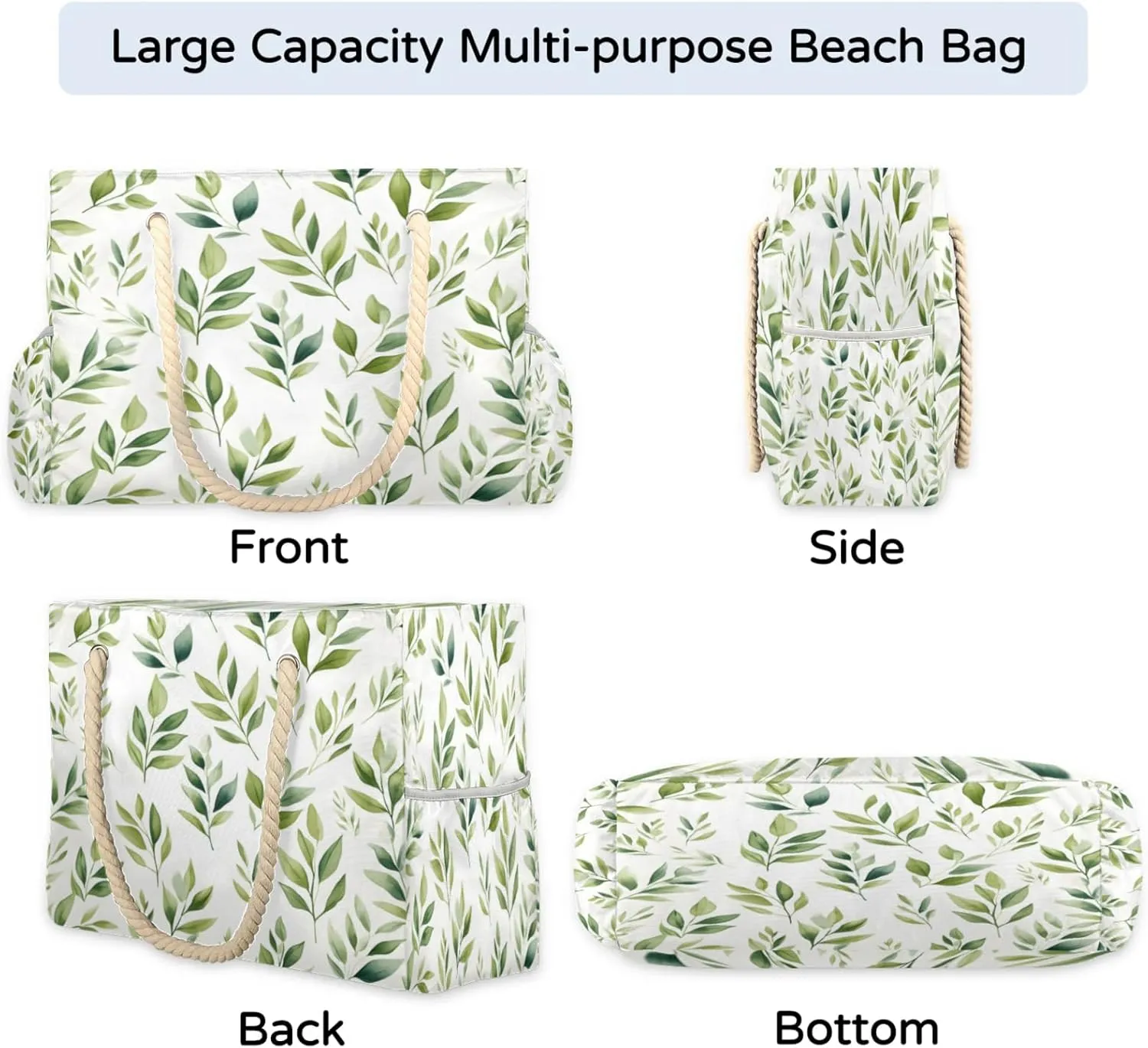 Beach Bags for Women Large Beach Tote Bag, Waterproof Sandproof Swim Pool Bag with Zipper