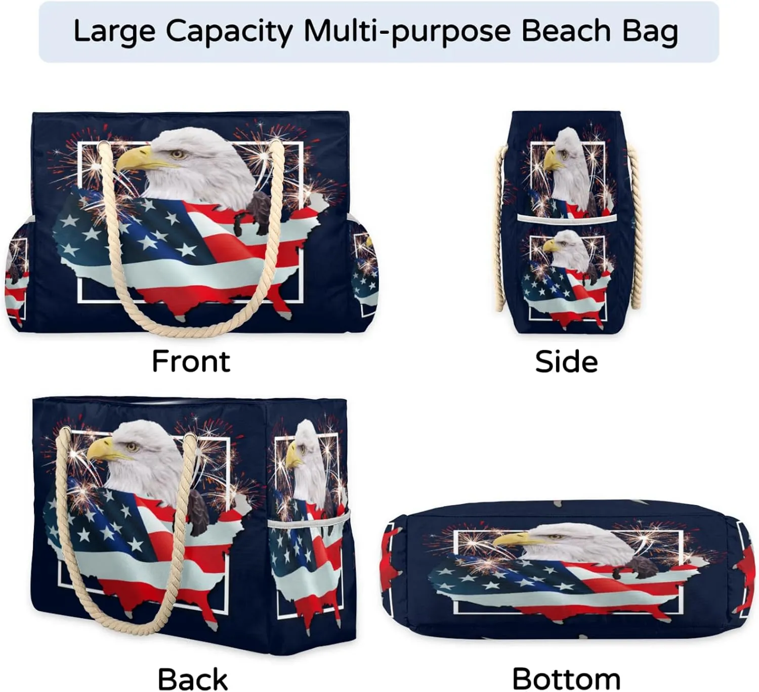 Beach Bags for Women Large Beach Tote Bag, Waterproof Sandproof Swim Pool Bag with Zipper