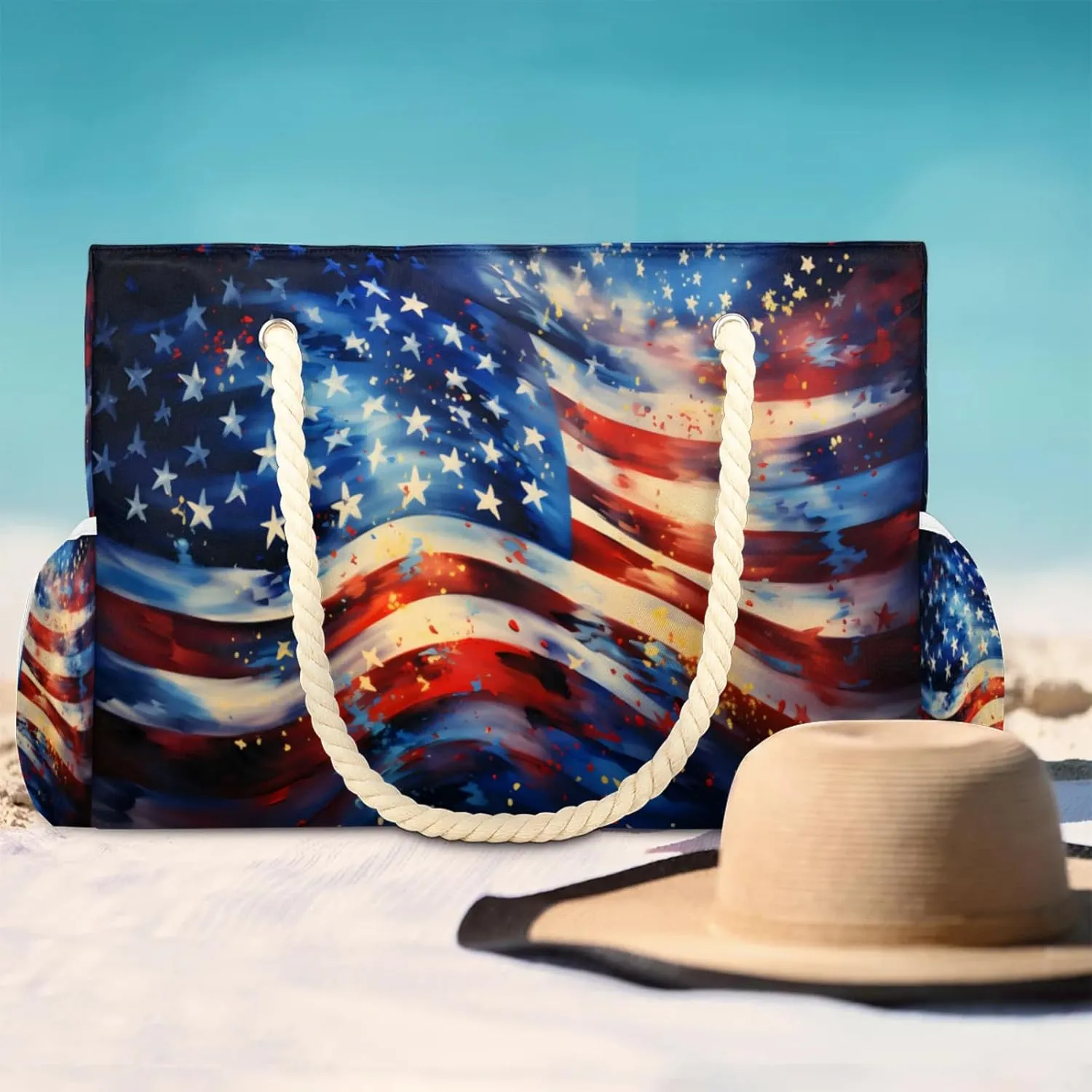 Beach Bags for Women Large Beach Tote Bag, Waterproof Sandproof Swim Pool Bag with Zipper