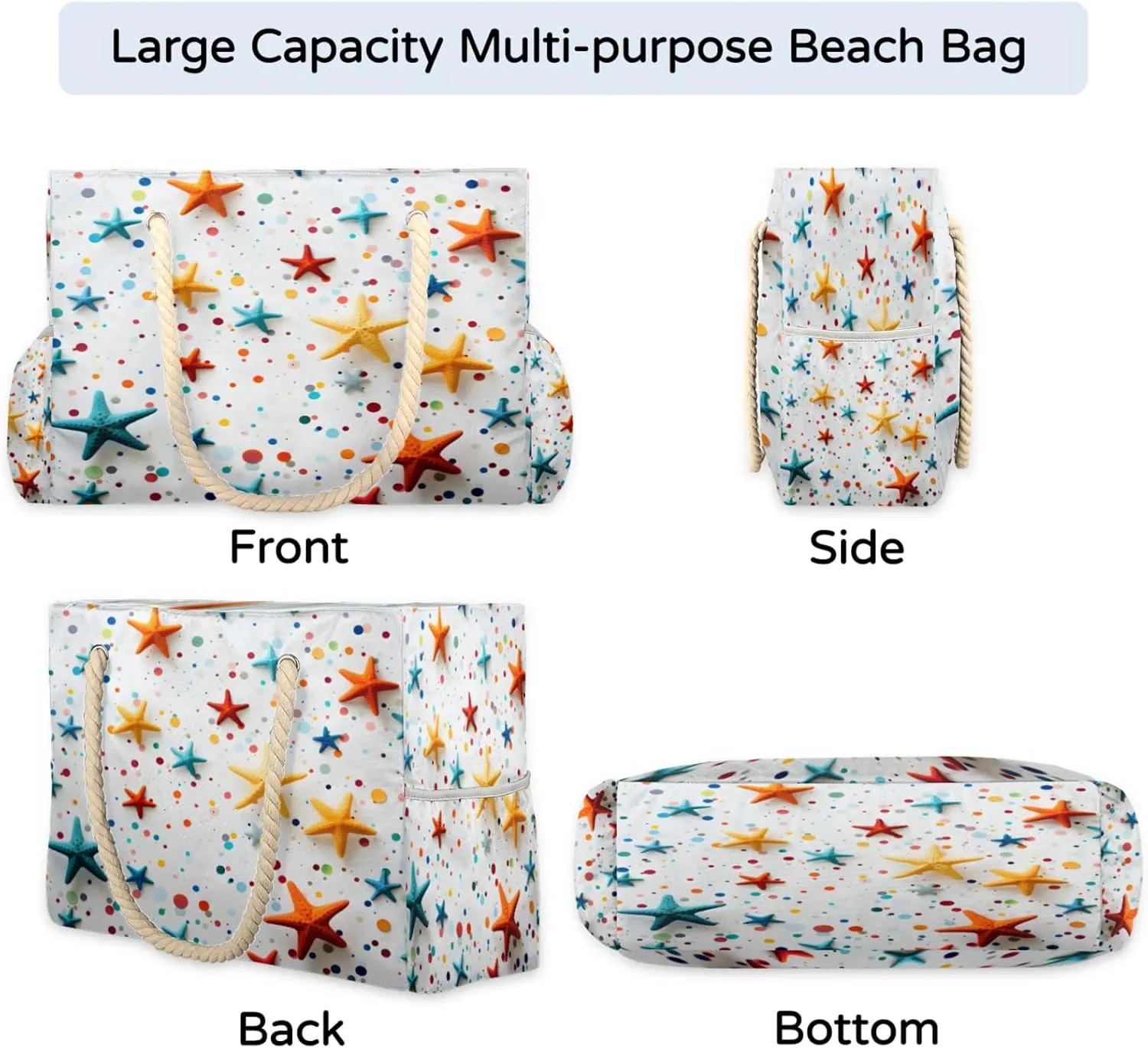 Beach Bags for Women Large Beach Tote Bag, Waterproof Sandproof Swim Pool Bag with Zipper