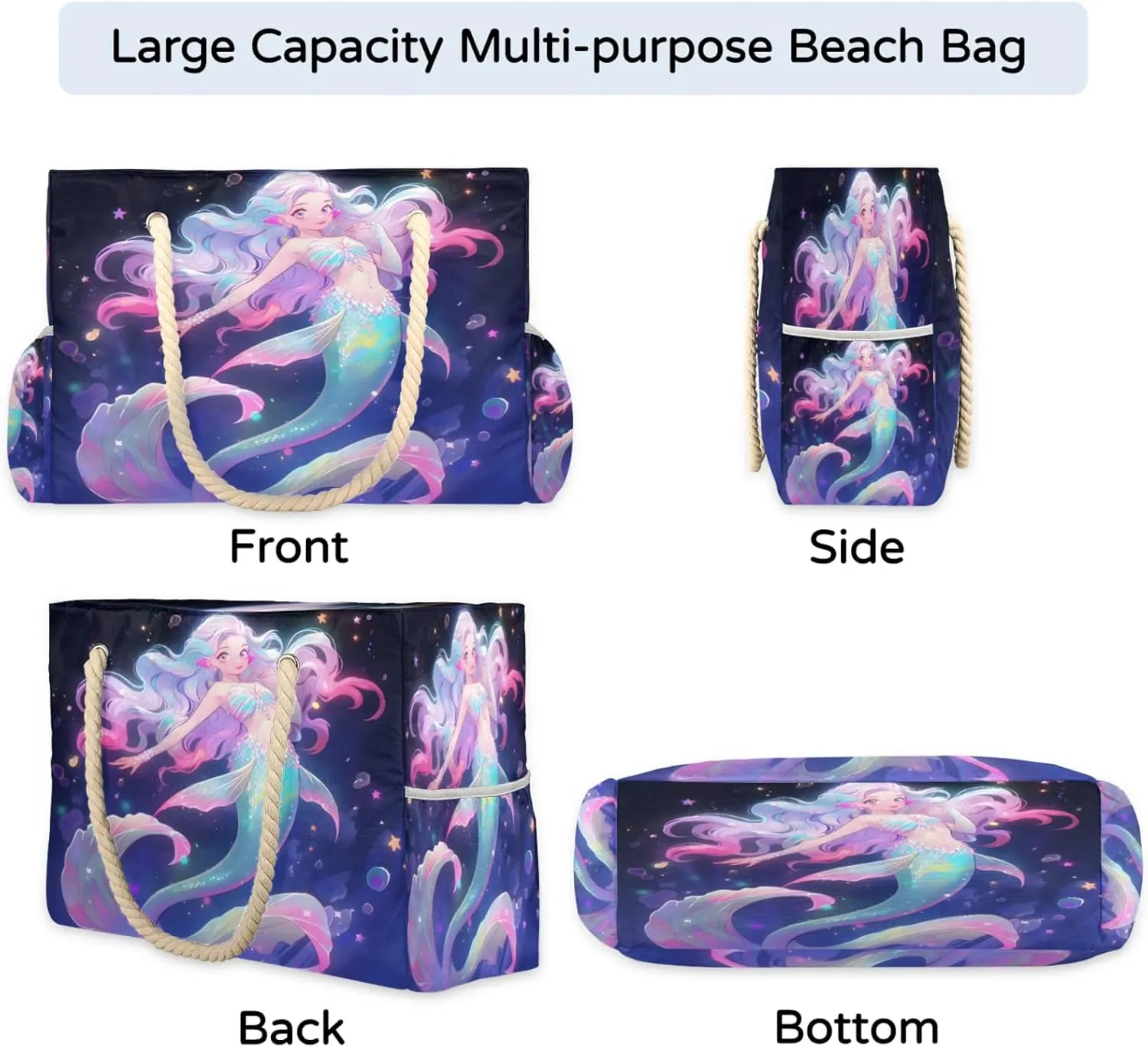 Beach Bags for Women Large Beach Tote Bag, Waterproof Sandproof Swim Pool Bag with Zipper