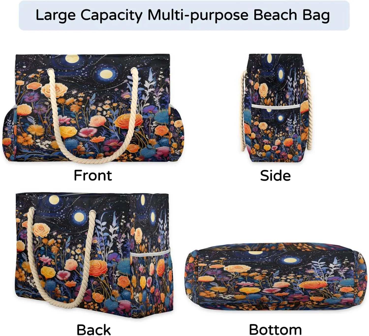 Beach Bags for Women Large Beach Tote Bag, Waterproof Sandproof Swim Pool Bag with Zipper