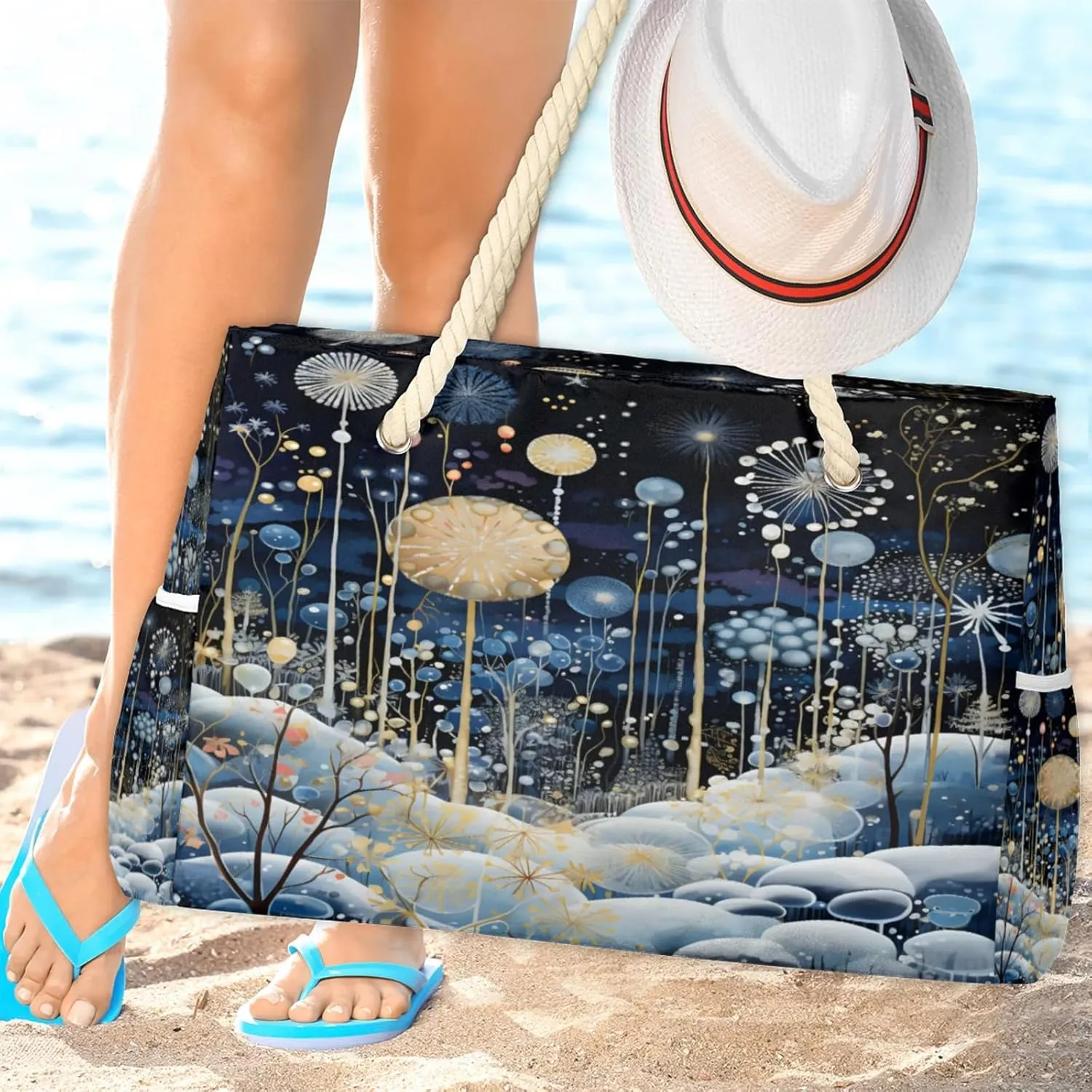 Beach Bags for Women Large Beach Tote Bag, Waterproof Sandproof Swim Pool Bag with Zipper