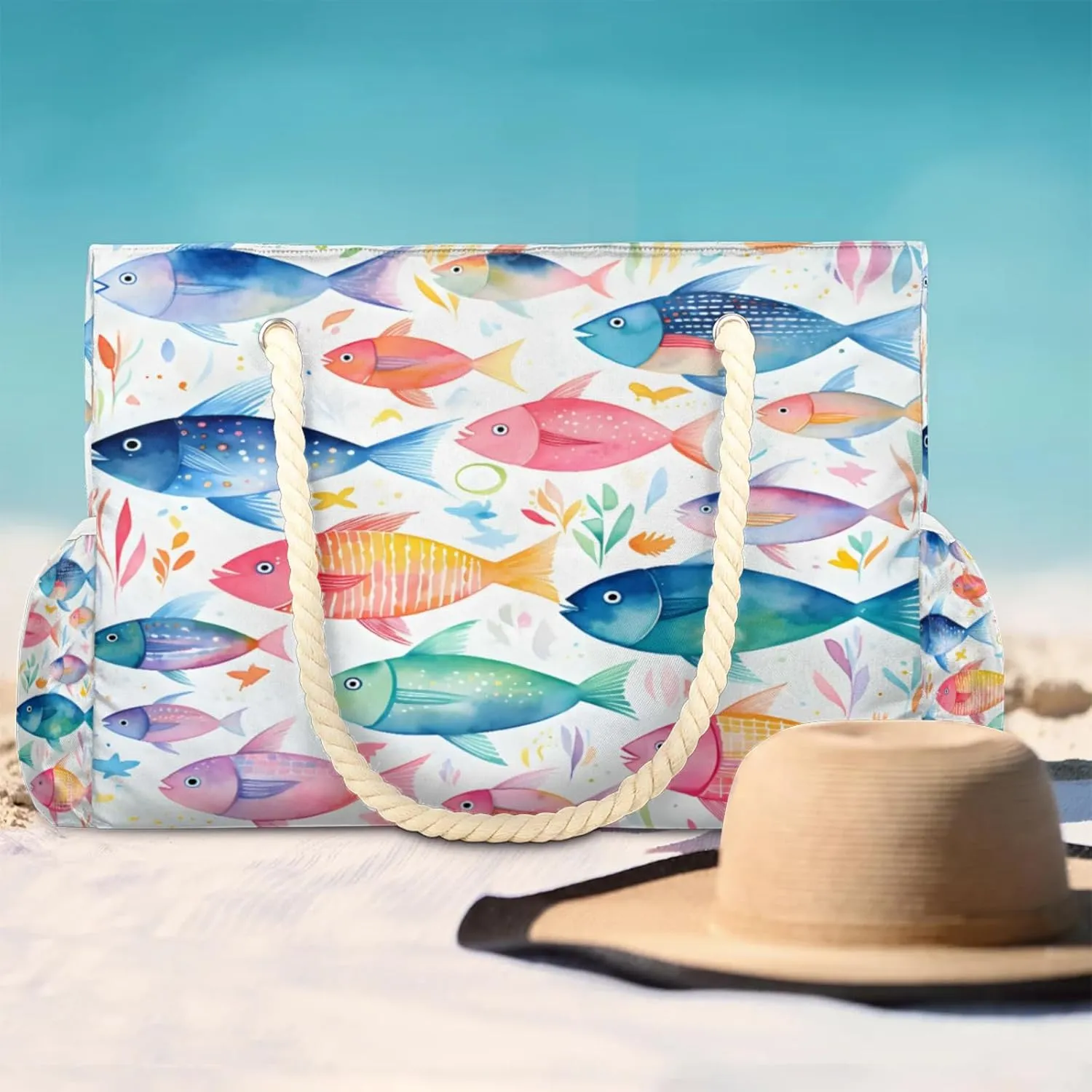 Beach Bags for Women Large Beach Tote Bag, Waterproof Sandproof Swim Pool Bag with Zipper