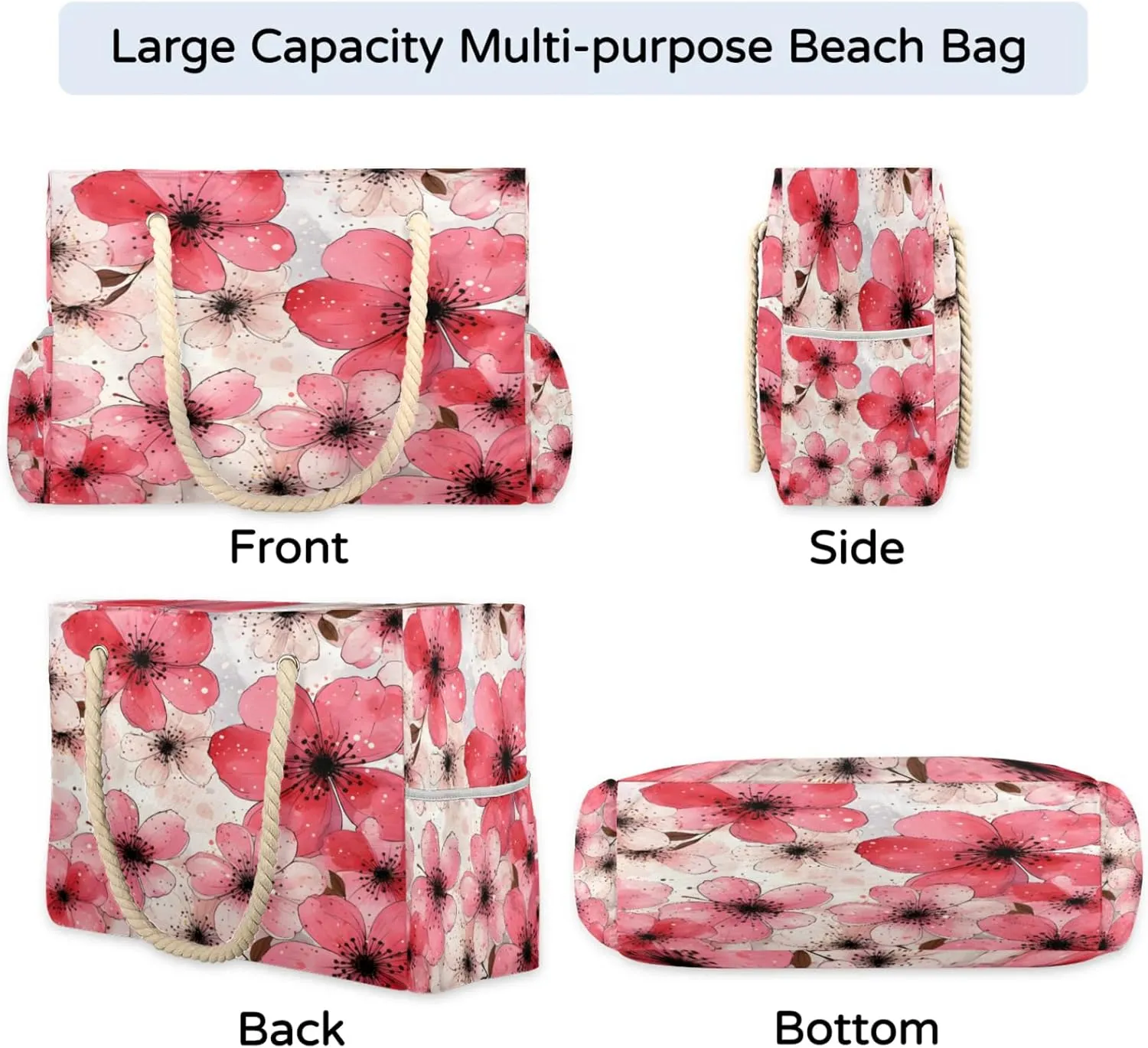 Beach Bags for Women Large Beach Tote Bag, Waterproof Sandproof Swim Pool Bag with Zipper