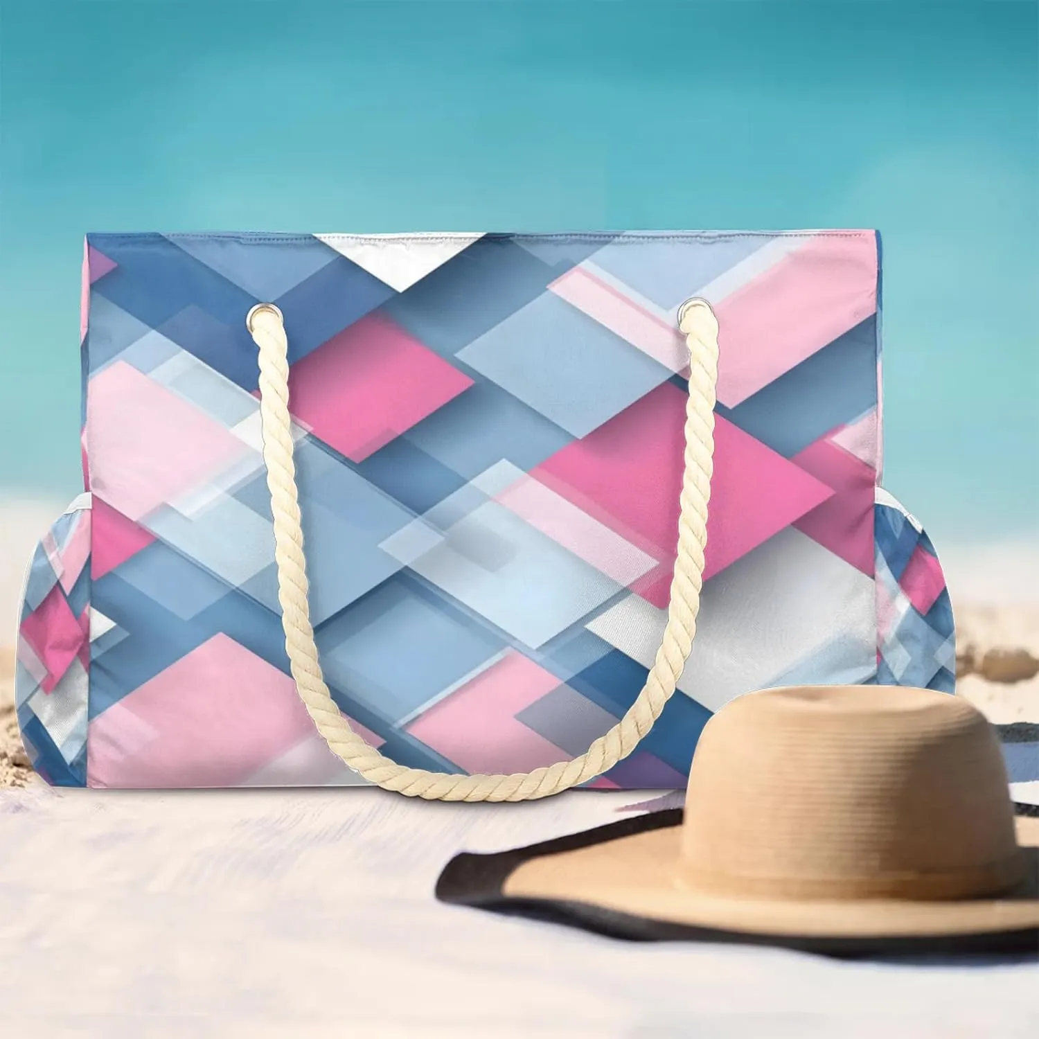 Beach Bags for Women Large Beach Tote Bag, Waterproof Sandproof Swim Pool Bag with Zipper