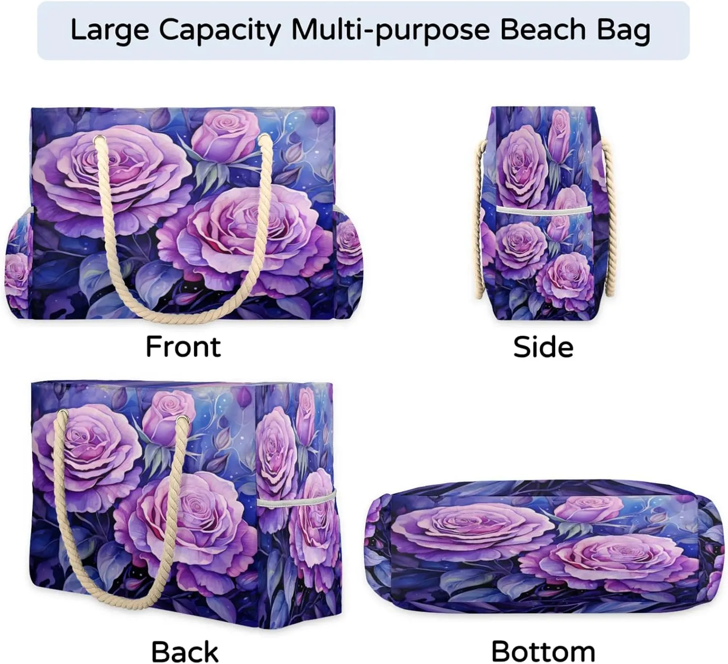 Beach Bags for Women Large Beach Tote Bag, Waterproof Sandproof Swim Pool Bag with Zipper
