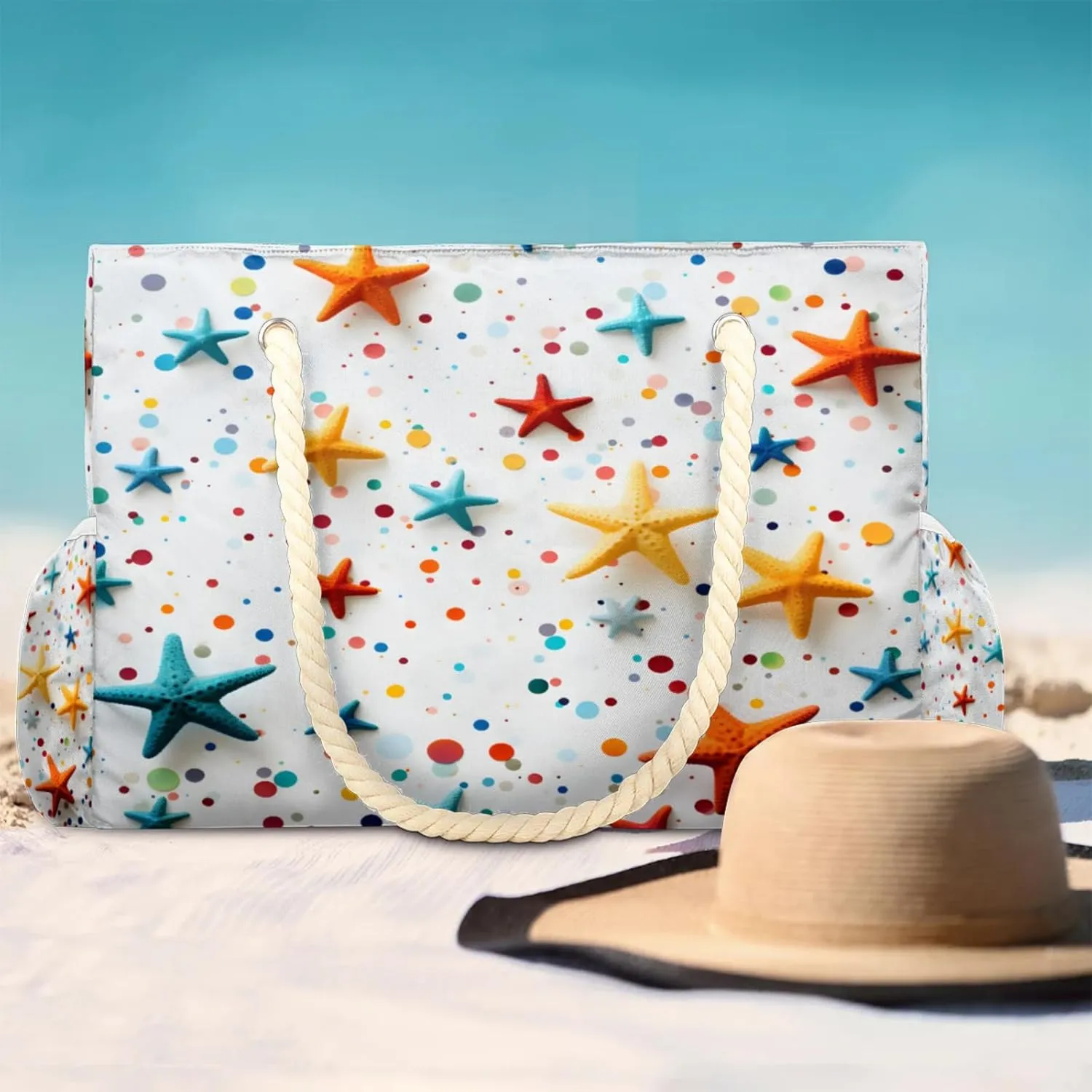 Beach Bags for Women Large Beach Tote Bag, Waterproof Sandproof Swim Pool Bag with Zipper